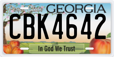 GA license plate CBK4642