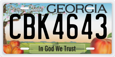 GA license plate CBK4643
