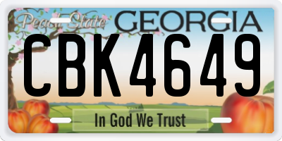 GA license plate CBK4649