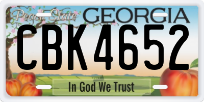 GA license plate CBK4652