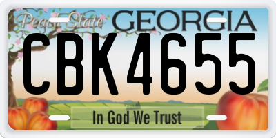 GA license plate CBK4655