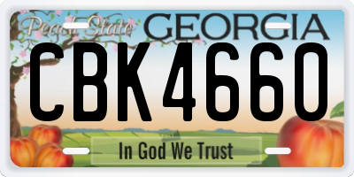 GA license plate CBK4660