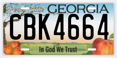 GA license plate CBK4664