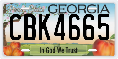 GA license plate CBK4665