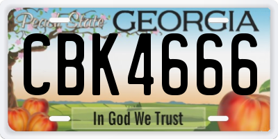 GA license plate CBK4666
