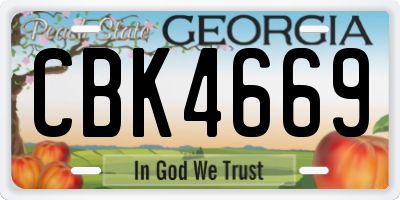 GA license plate CBK4669