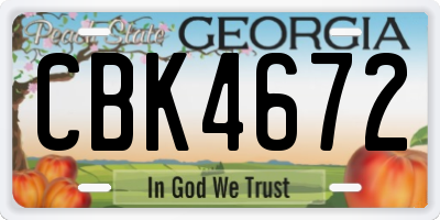 GA license plate CBK4672