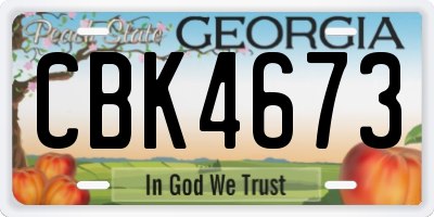 GA license plate CBK4673