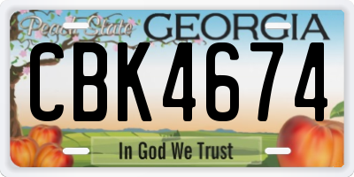 GA license plate CBK4674