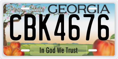 GA license plate CBK4676