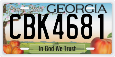 GA license plate CBK4681