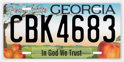 GA license plate CBK4683