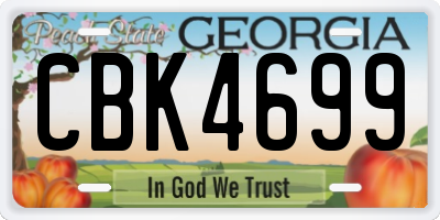 GA license plate CBK4699