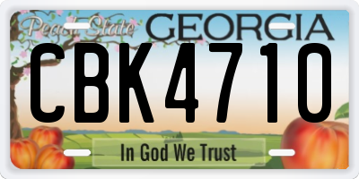 GA license plate CBK4710