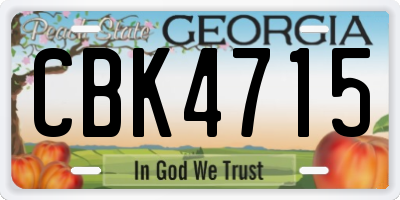 GA license plate CBK4715