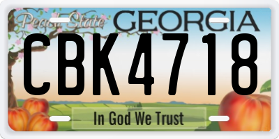 GA license plate CBK4718