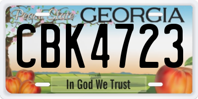 GA license plate CBK4723