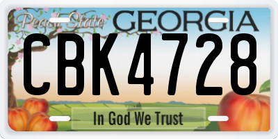 GA license plate CBK4728