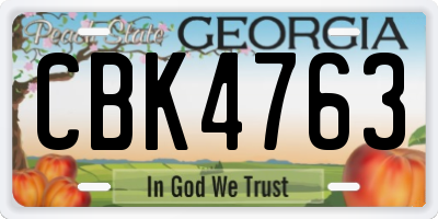 GA license plate CBK4763