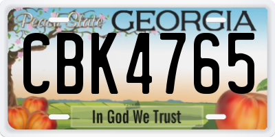 GA license plate CBK4765