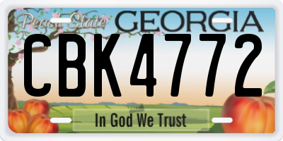 GA license plate CBK4772