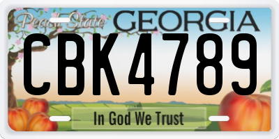 GA license plate CBK4789