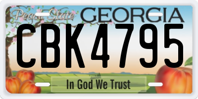 GA license plate CBK4795