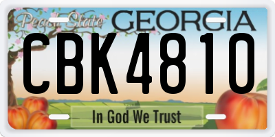 GA license plate CBK4810