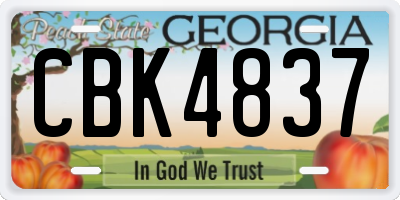 GA license plate CBK4837