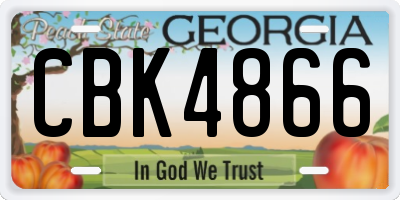GA license plate CBK4866