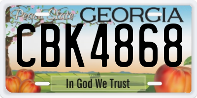 GA license plate CBK4868