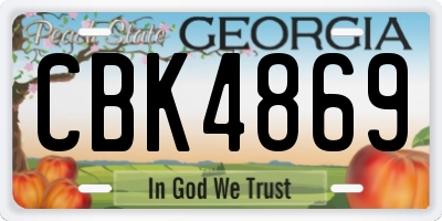 GA license plate CBK4869