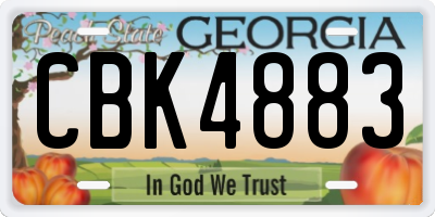 GA license plate CBK4883