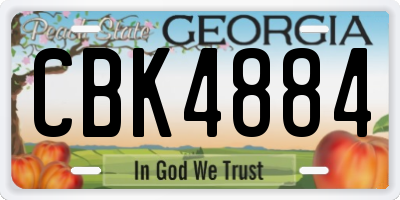 GA license plate CBK4884