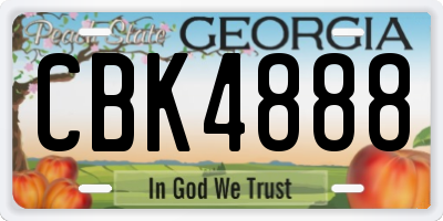 GA license plate CBK4888