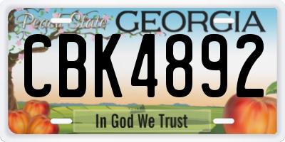 GA license plate CBK4892