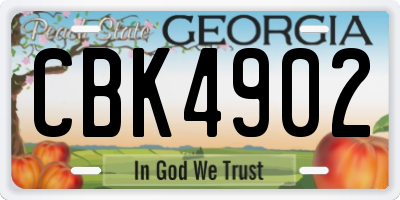 GA license plate CBK4902