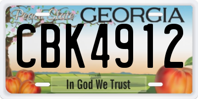GA license plate CBK4912