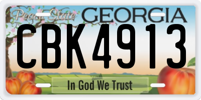 GA license plate CBK4913