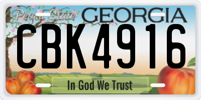 GA license plate CBK4916