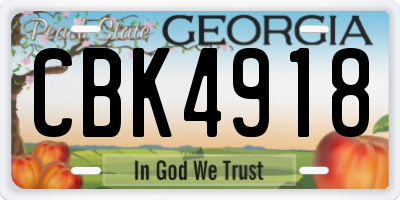 GA license plate CBK4918