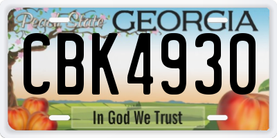 GA license plate CBK4930