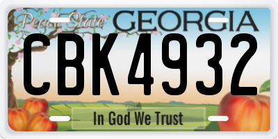 GA license plate CBK4932