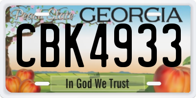 GA license plate CBK4933