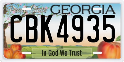 GA license plate CBK4935