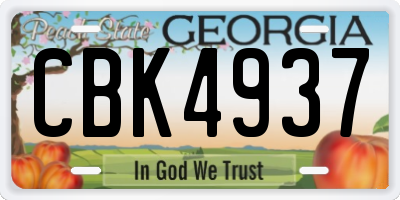 GA license plate CBK4937