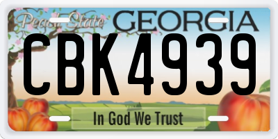 GA license plate CBK4939