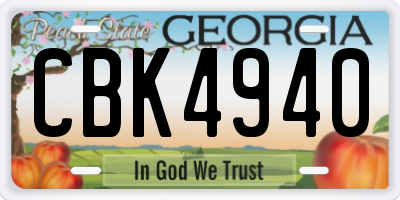 GA license plate CBK4940