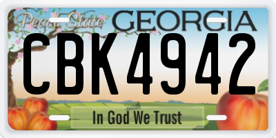 GA license plate CBK4942