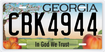 GA license plate CBK4944